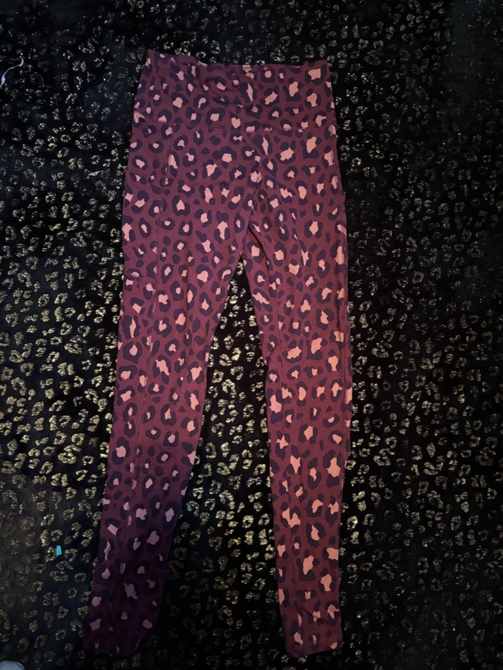 wild fable Purple Leopard-Print Athletic Leggings with Pockets